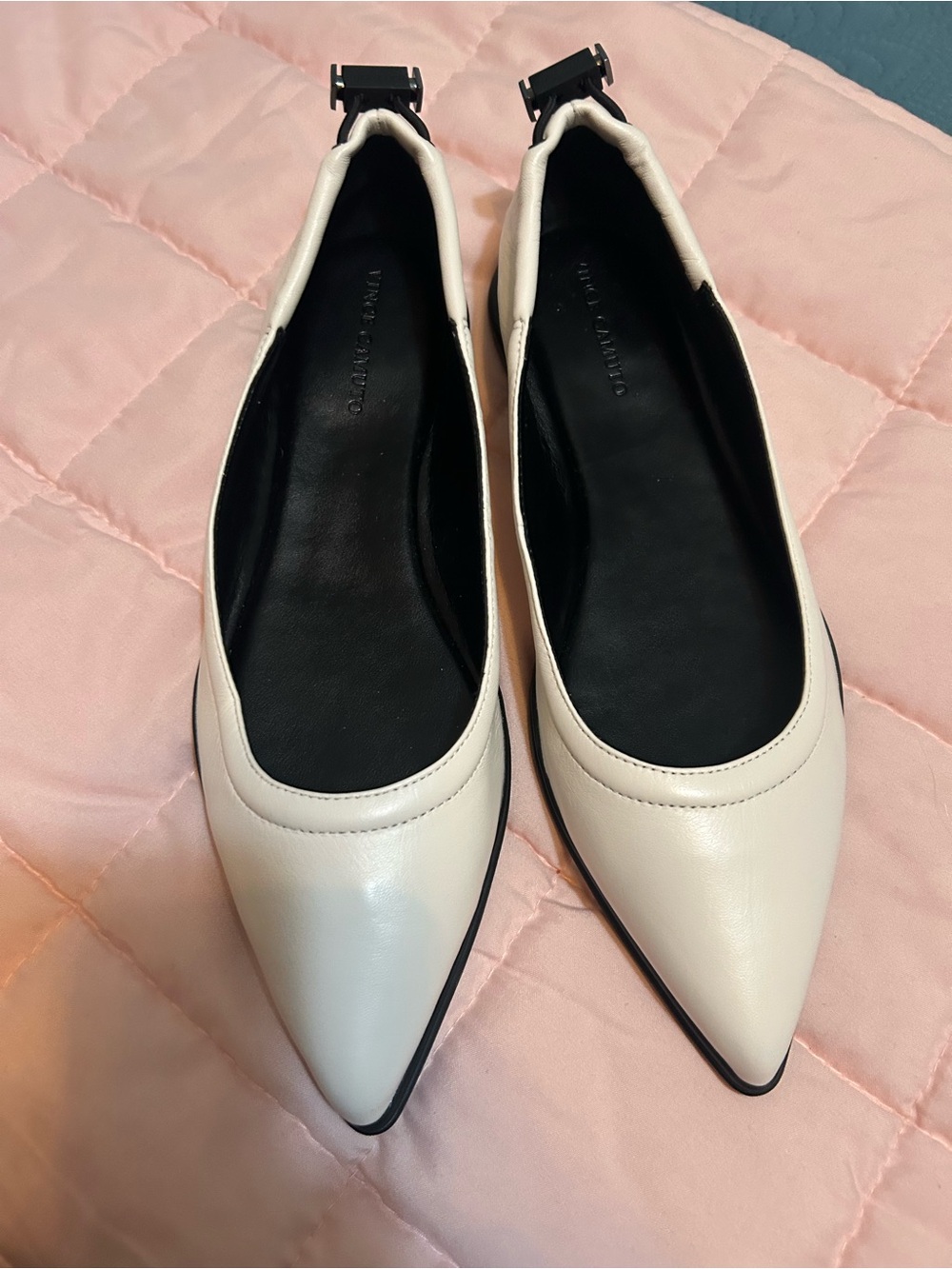 Vince Camuto Ivory Pointed-Toe Ballet Flats